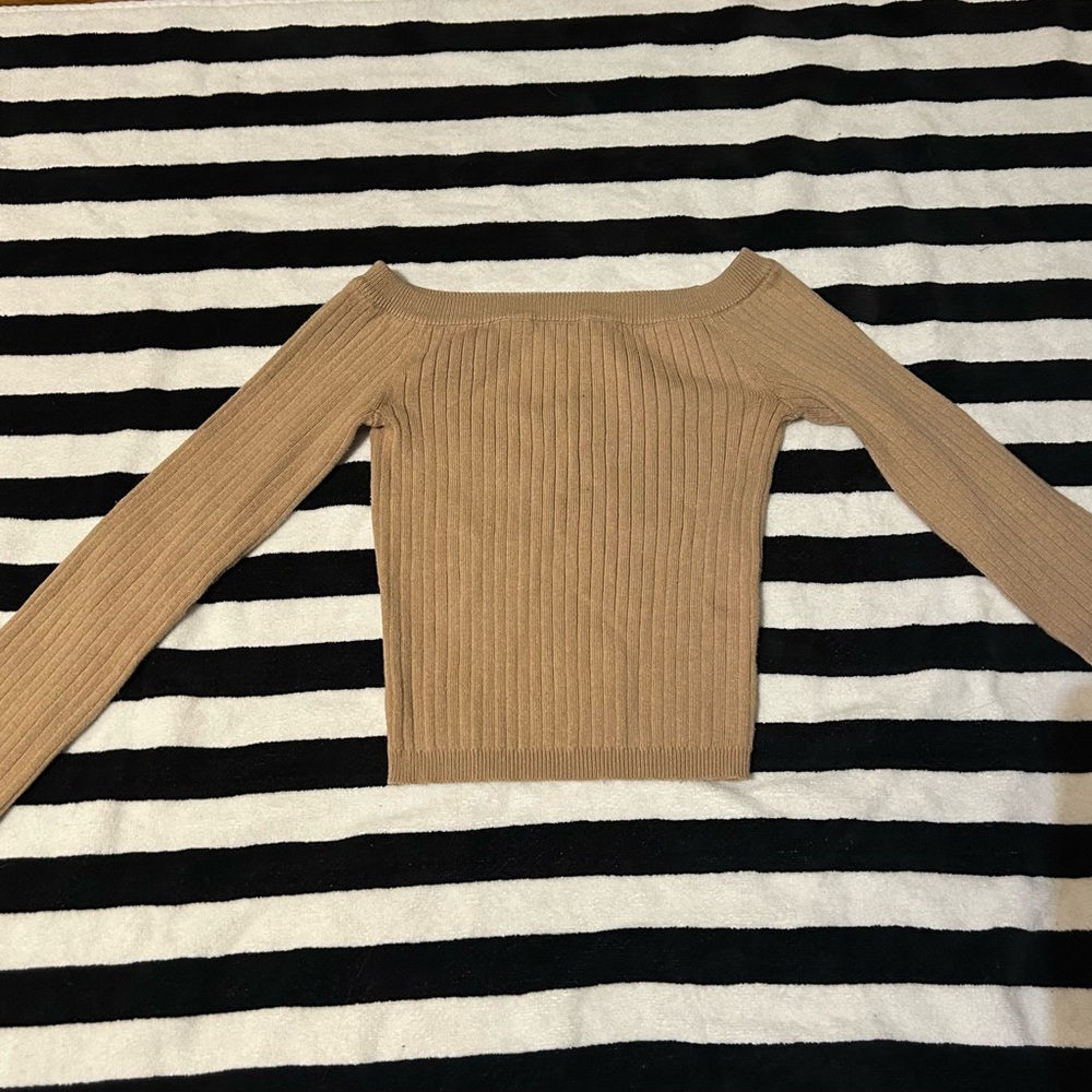 Forever 21 Camel Ribbed Knit Top